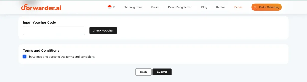 Langkah Booking Sea Freight di Forwarder.ai