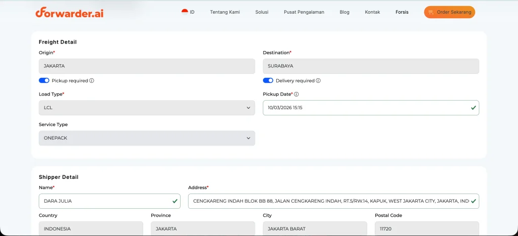 langkah booking air freight forwarder ai