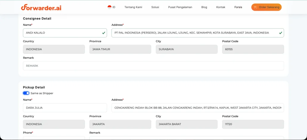 langkah booking air freight forwarder ai