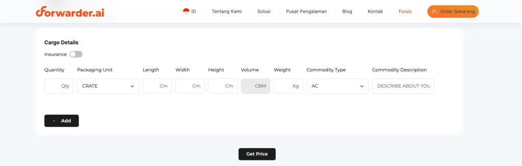 cara booking land freight di forwarder.ai