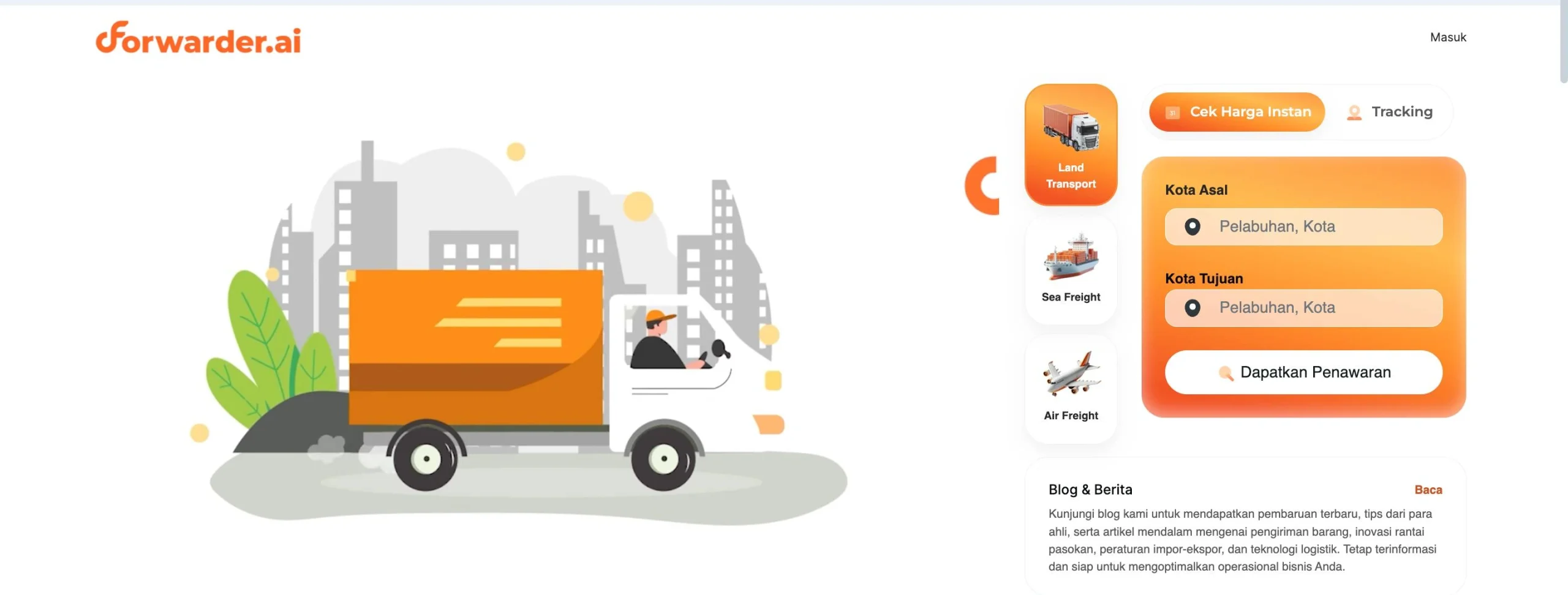 cek tarif ltl forwarder ai