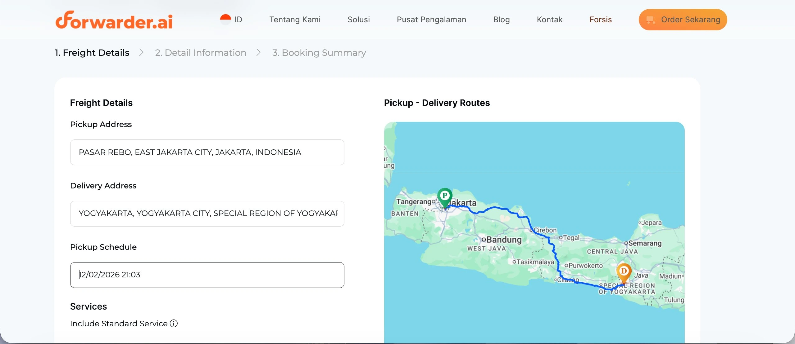 cara booking layanan ltl forwarder ai
