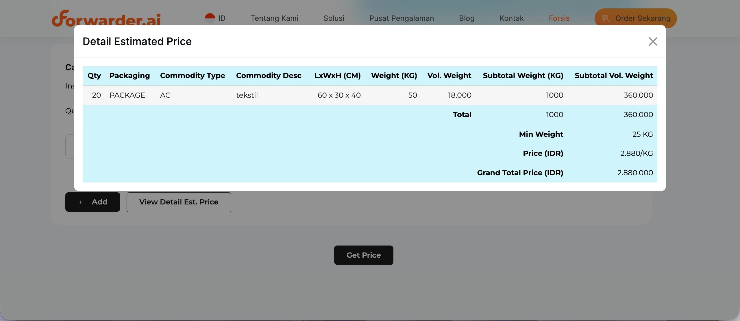 cara booking layanan ltl forwarder ai