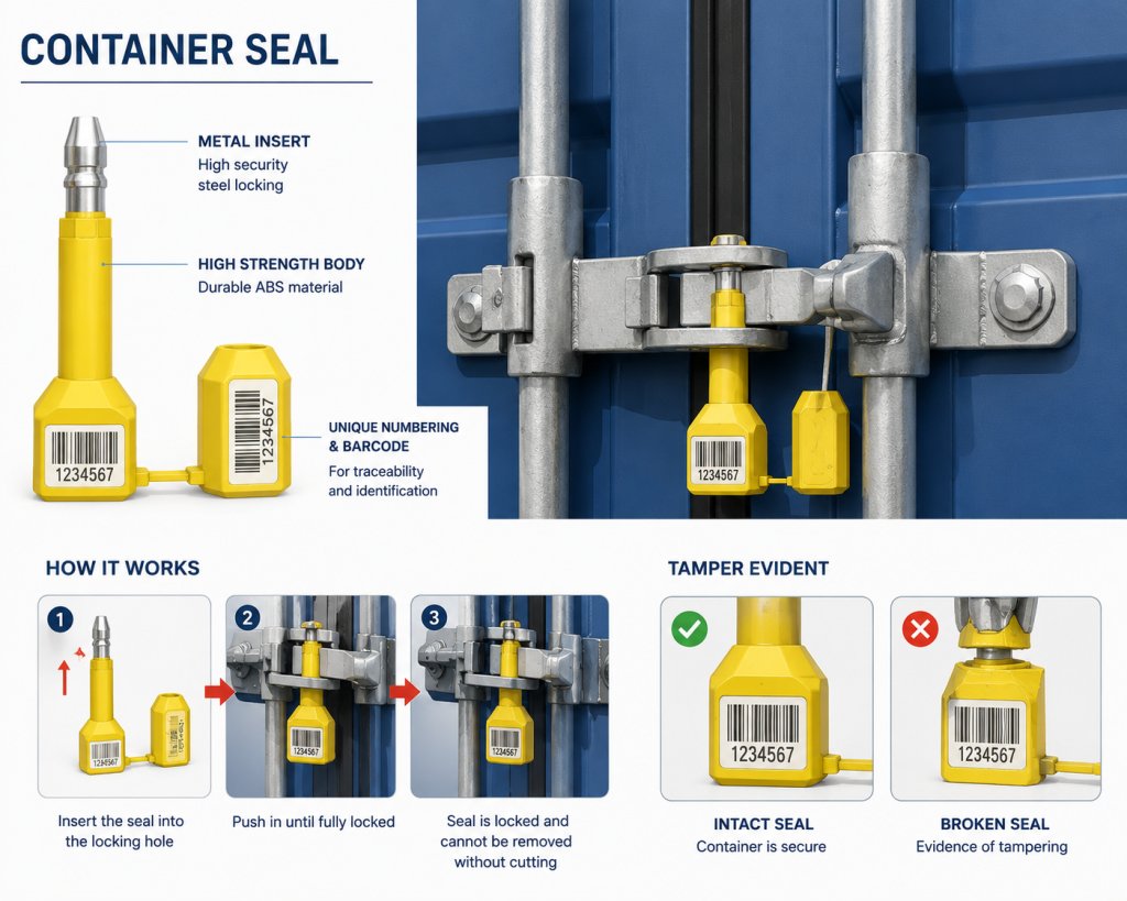 gambar ilustrasi seal container untuk pengaman