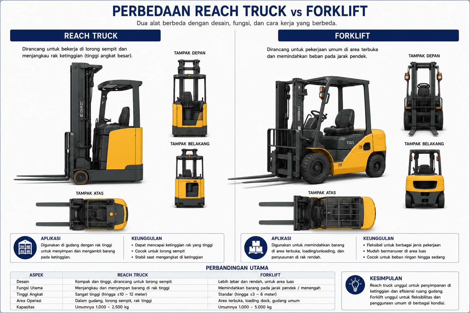 perbedaan reach truck dan forklift